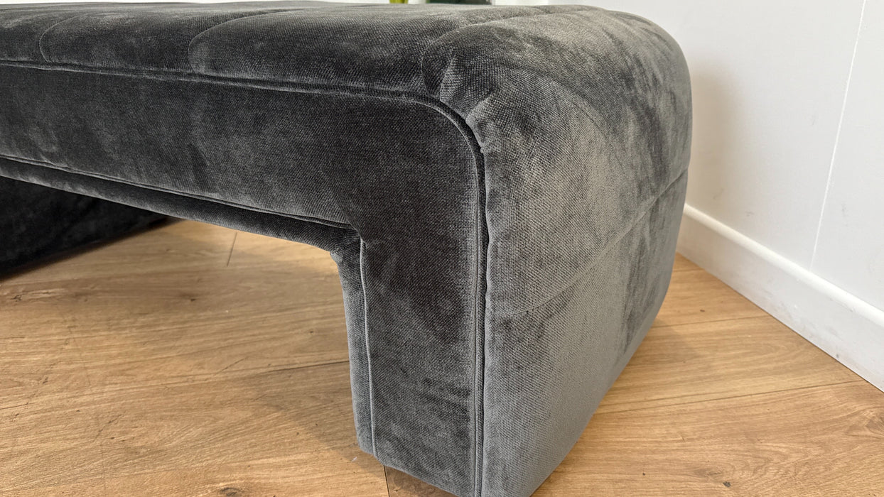Sofology the Oscar Fabric Small Bench Footstool No Trim in Fine Textured Chenille Charcoal