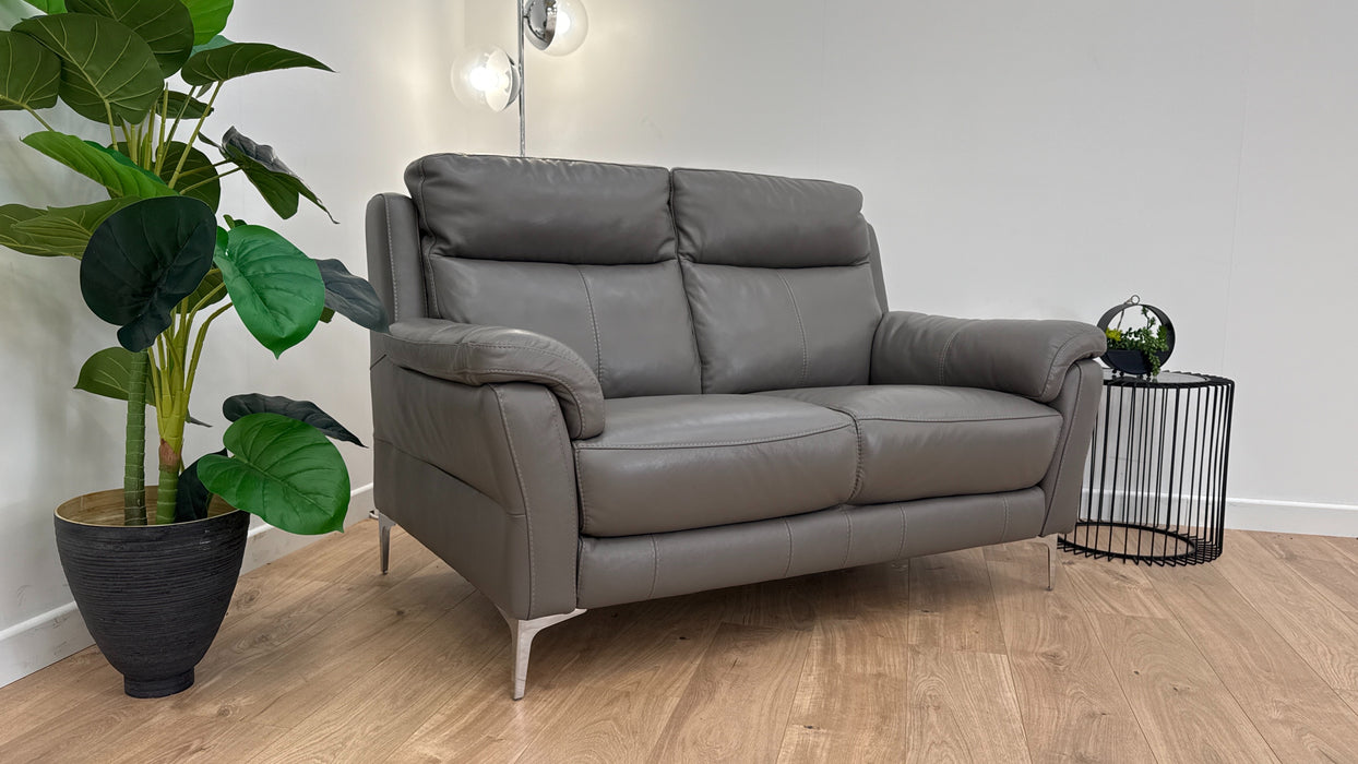 Lucca 2 Seater - Leather Sofa - Fossil Grey