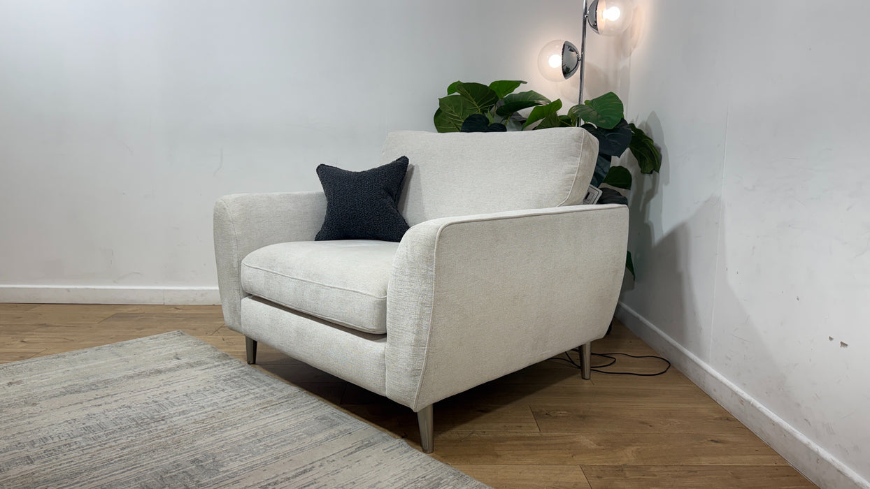 Sofology Hackney Fabric Loveseat Sprung Seats in Linen Look Chenille Mist Mix