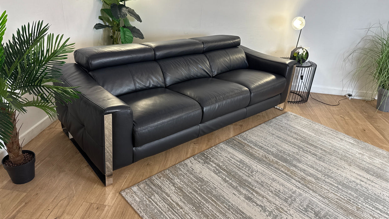 Sofology The Torres Leather 4 Seater in Jet Black
