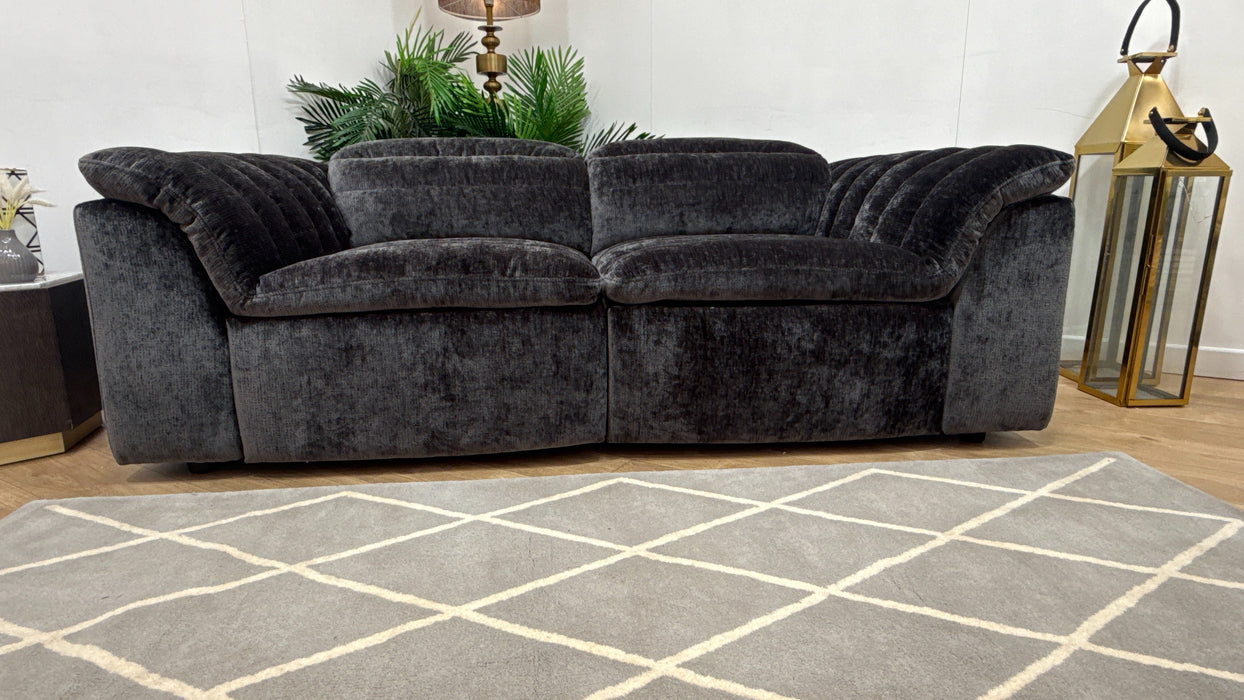 Sofology Olson Fabric 2.5 Seater Power Recliner/Headrest in Luxury Textured Chenille Anthracite