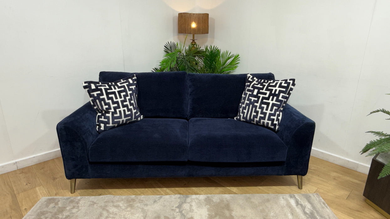Sofology Mayfair Fabric 3 Seater Foam Seats in Soft Chenille Navy/Navy Mix