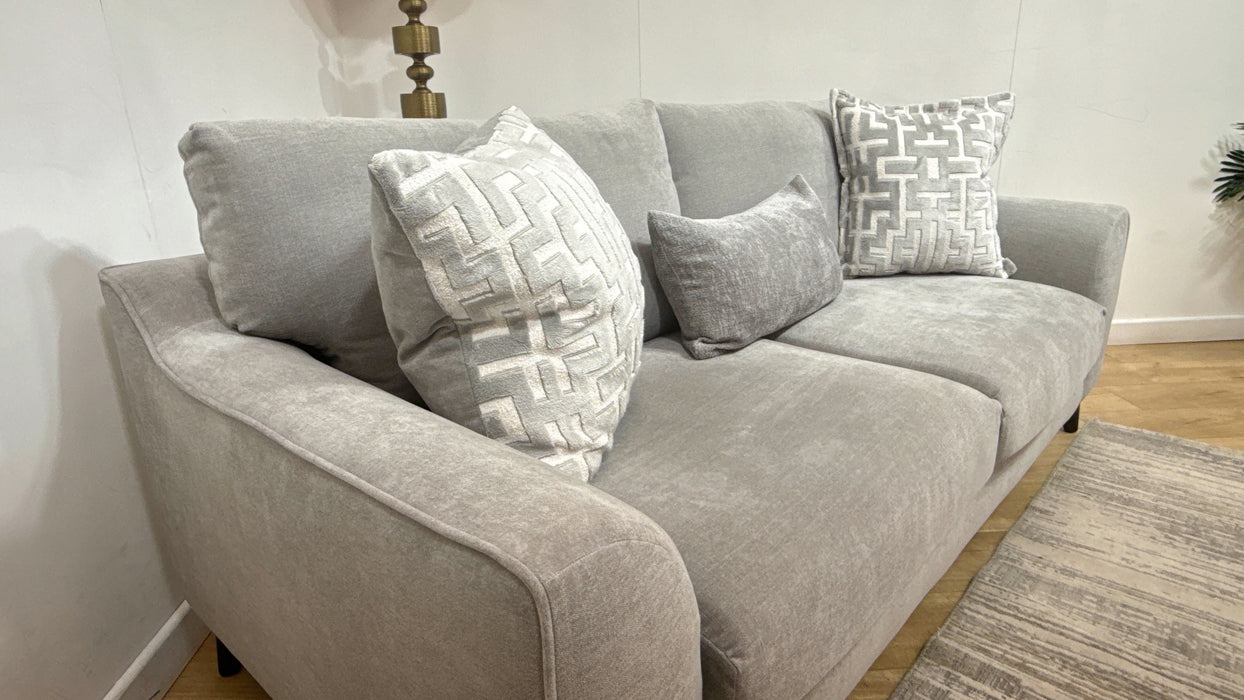 Sofology Mayfair Fabric 3 Seater Foam Seats in Soft Chenille Silver/Silver Mix
