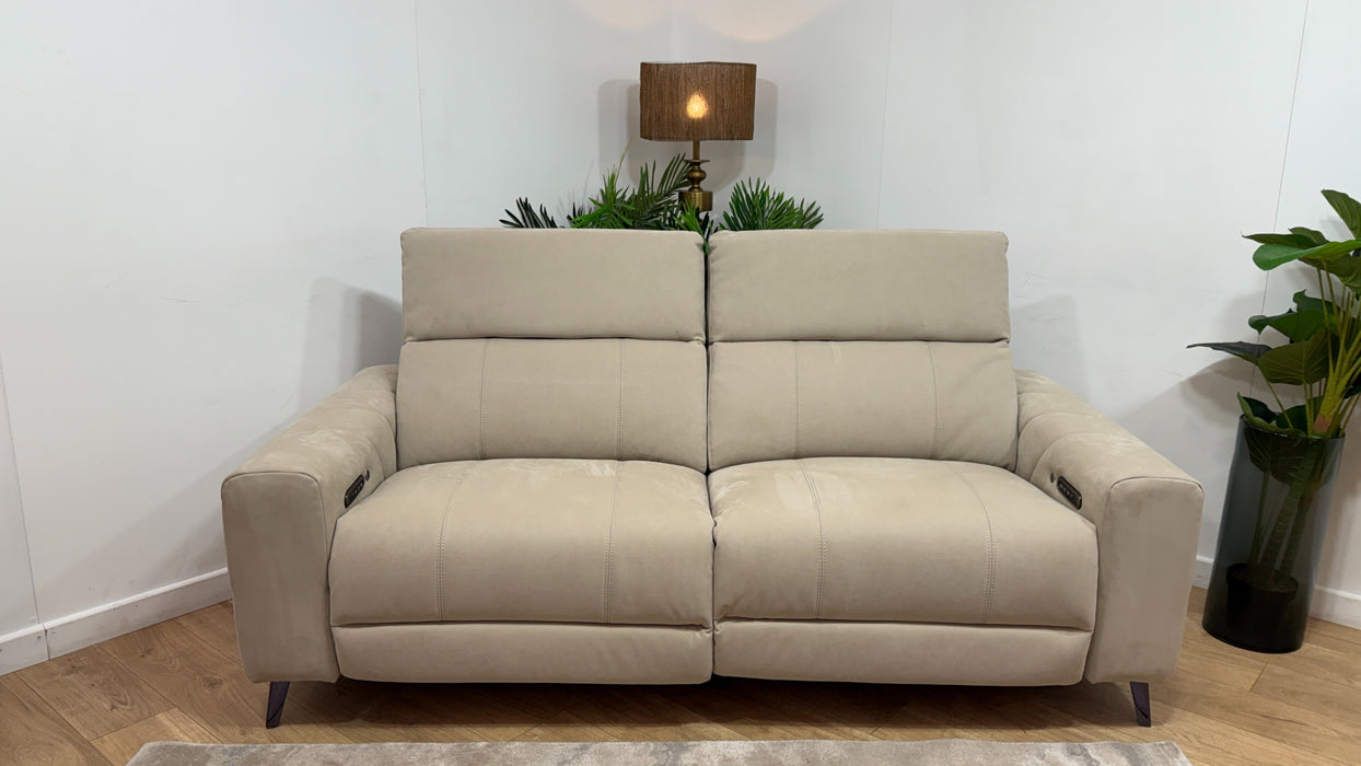 Sofology Allure Fabric 2.5 Seater Power Recliner/Headrest Heated Seats Lumbar Support in Lifestyle Nubuck Feel Stone