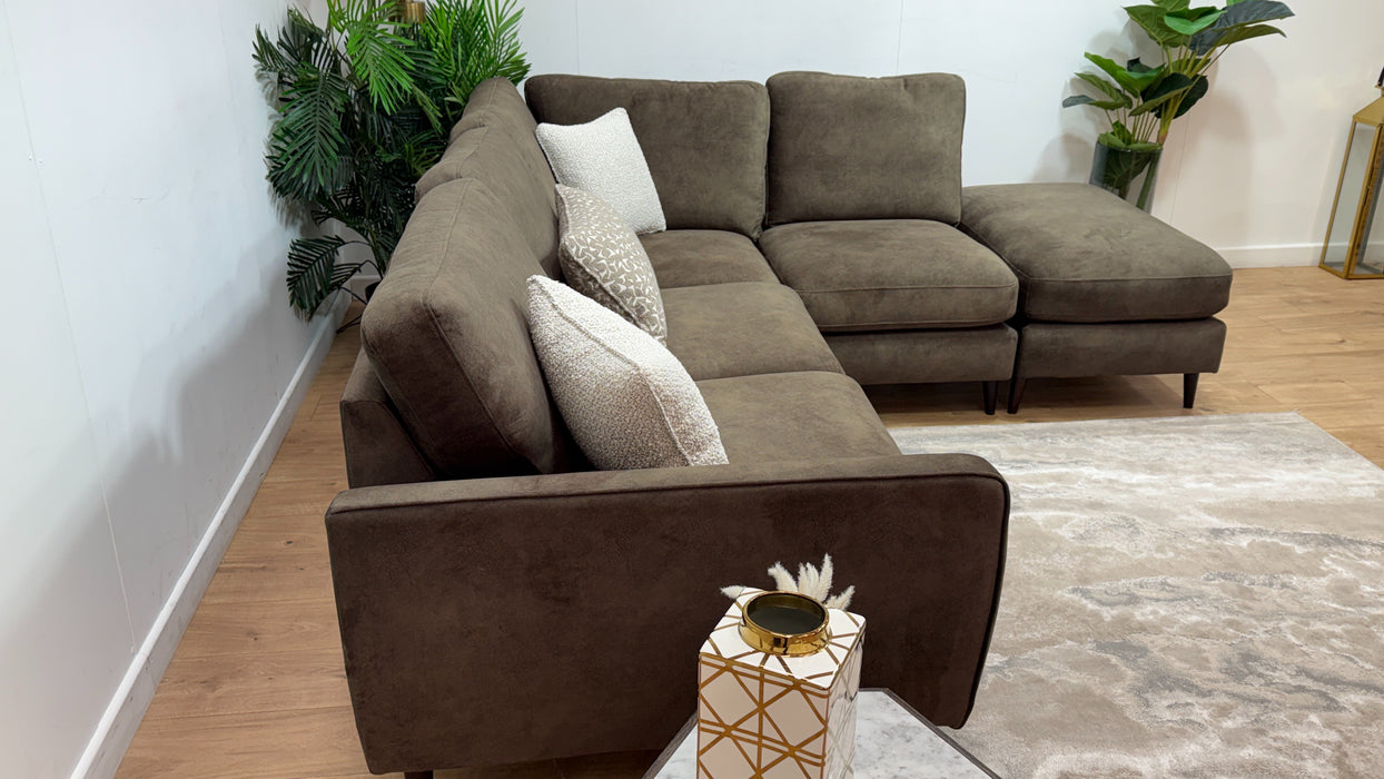 Sofology Hackney Fabric 2 Corner 1 Terminal Sprung Seats in Lifestyle Dapple Olive Green Mix