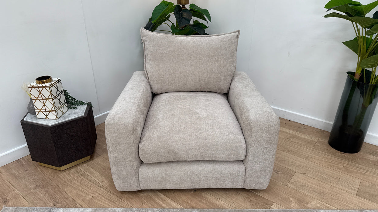Sofology Haven Fabric Chair Full Back Fibre/Foam Seats in Cosy Chenille Pebble