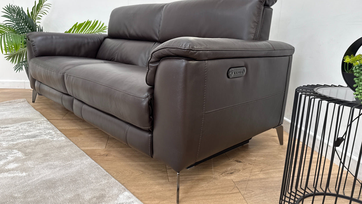 Sofology Illinois 3 Seater Leather Recliner in Brown