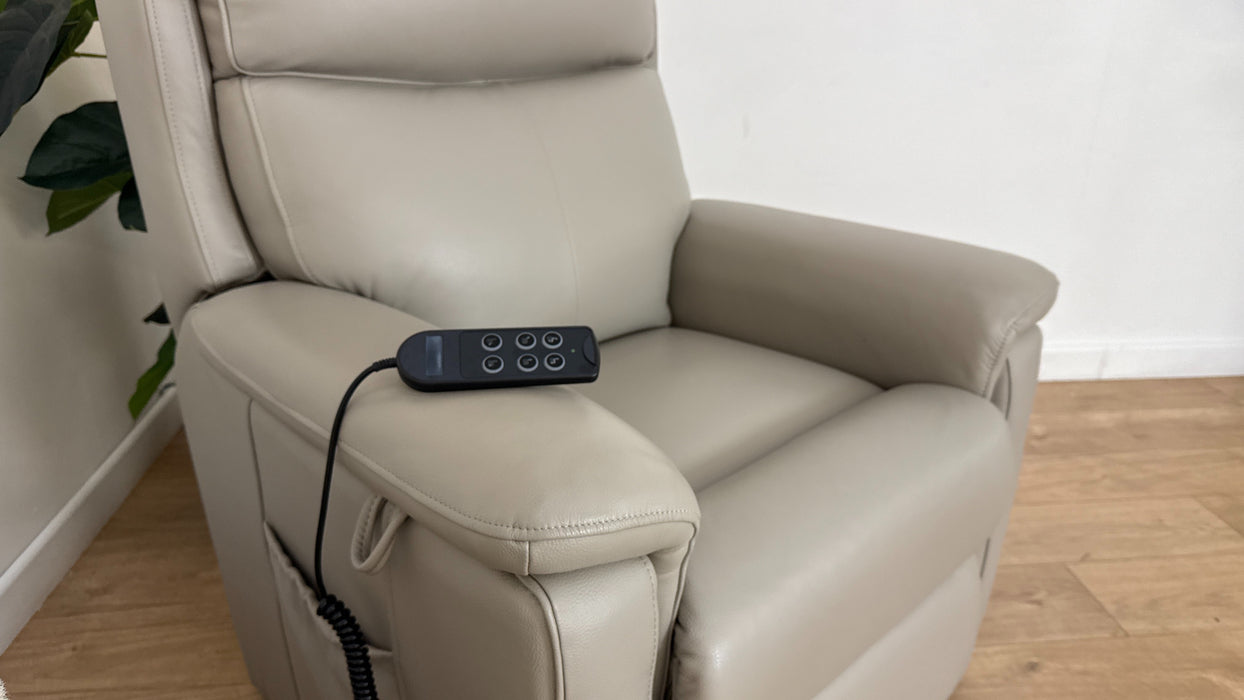 Sofology Parker Leather Chair Rise & Recline in Trusty Sheen Lead Grey