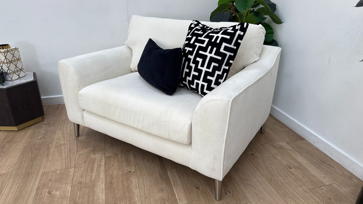 Sofology Mayfair Fabric Loveseat in Soft Chenille Ivory/Black Mix