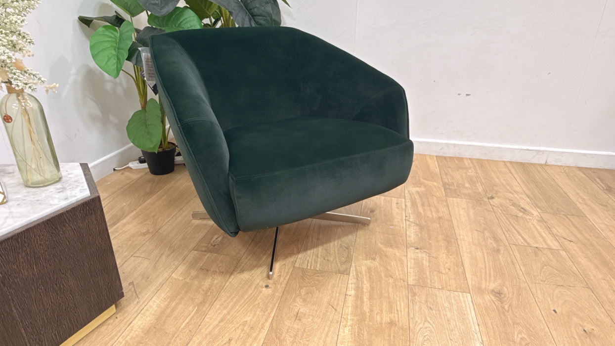 Sofology Adler Fabric Swivel Chair in Lifestyle Mottled Dark Green