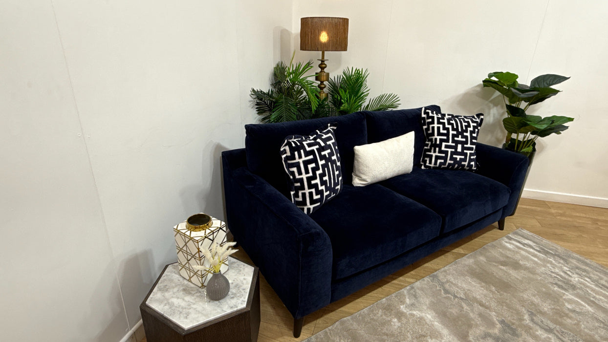 Sofology Mayfair Fabric 3 Seater Foam Seats in Soft Chenille Navy/Navy Mix