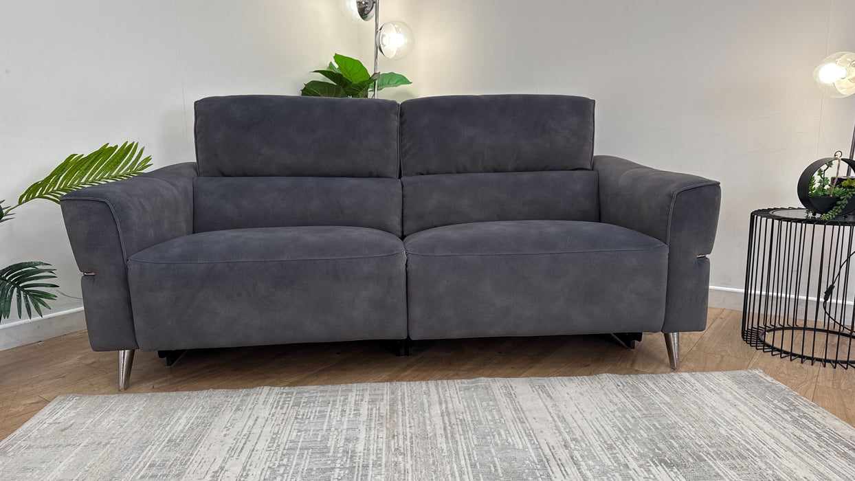 Sofology Dakota Fabric 3 Seater Power Recliner/Headrest in Lifestyle Mottled Charcoal