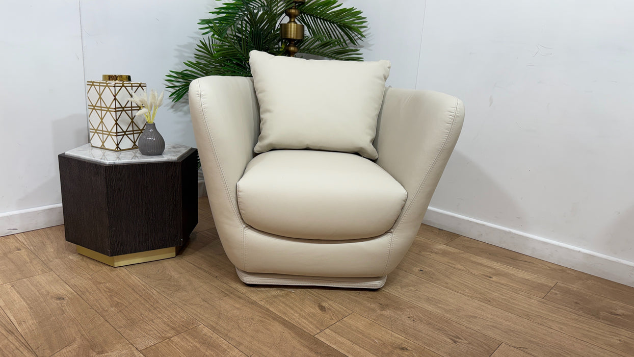 Sofology Serene Leather Swivel Chair in Trusty Matt Bone