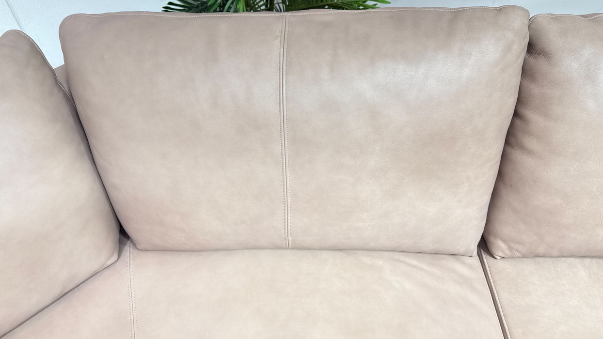 Sofology Adler Leather Asymmetric 4 Seater in Relaxed Soft Stone