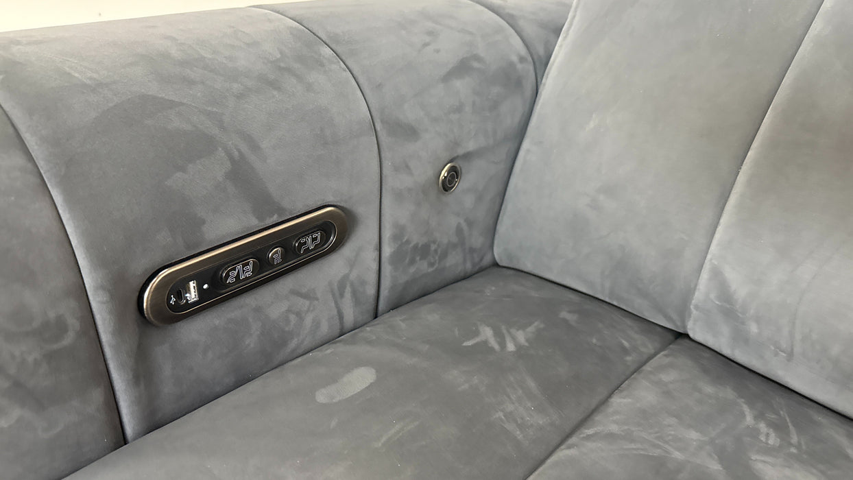 Sofology The Paramount 2.5 Seater Recliner Sofa Console in Nubuck Feel Fabric Charcoal