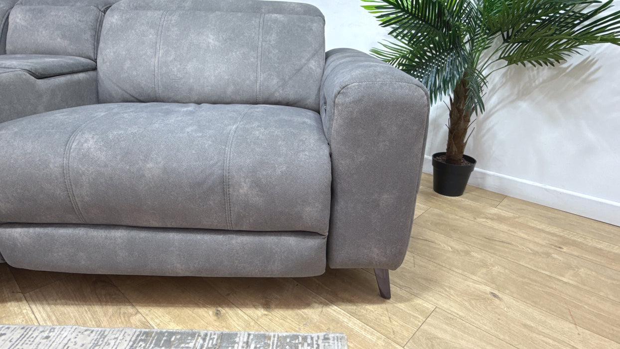Sofology Allure Fabric 2.5 Seater Screen Console Power Recliner/Headrest Heated Seats Lumbar Support Speakers in Lifestyle Flecked Mocha