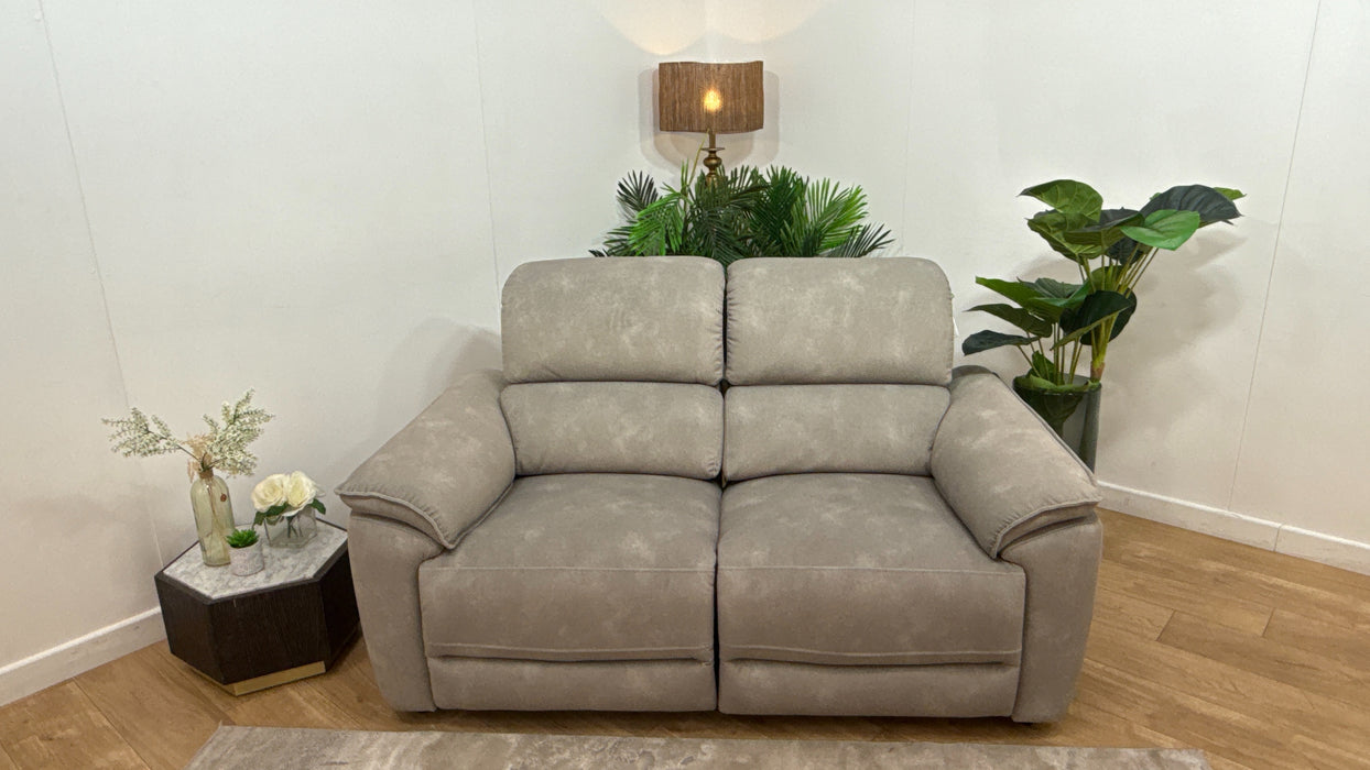 Sofology Hugo Fabric 2 Seater Power Recliner/Headrest in Lifestyle Flecked Stone