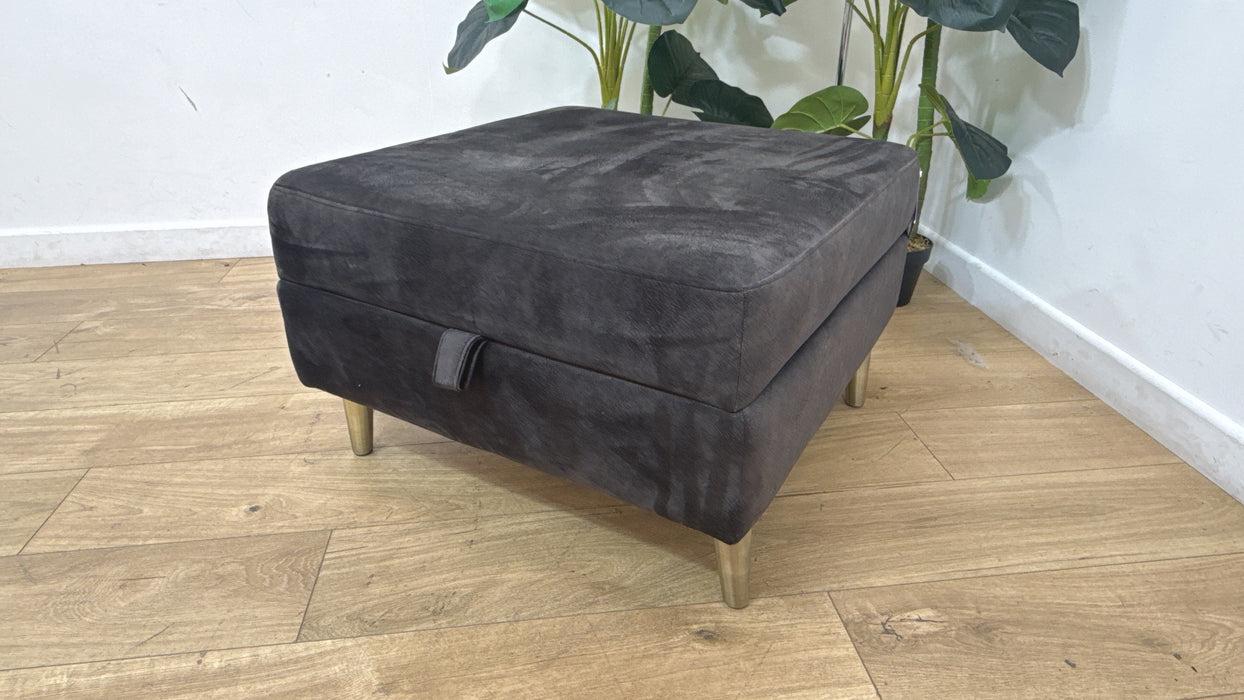 Sofology Hackney Fabric Storage Memory Foam Footstool in Lifestyle Dapple Anthracite