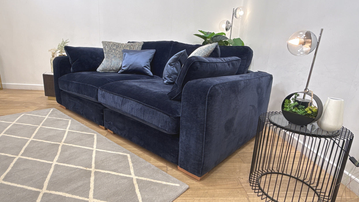 Sofology Cavalli Fabric 3 Seater Split Bolt Off Arms Foam Seats in Deluxe Chenille Navy Mix