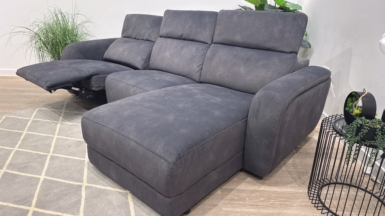 Sofology Drift Fabric 4 Seater Chaise Power Recliner/Headrest in Lifestyle Flecked Charcoal