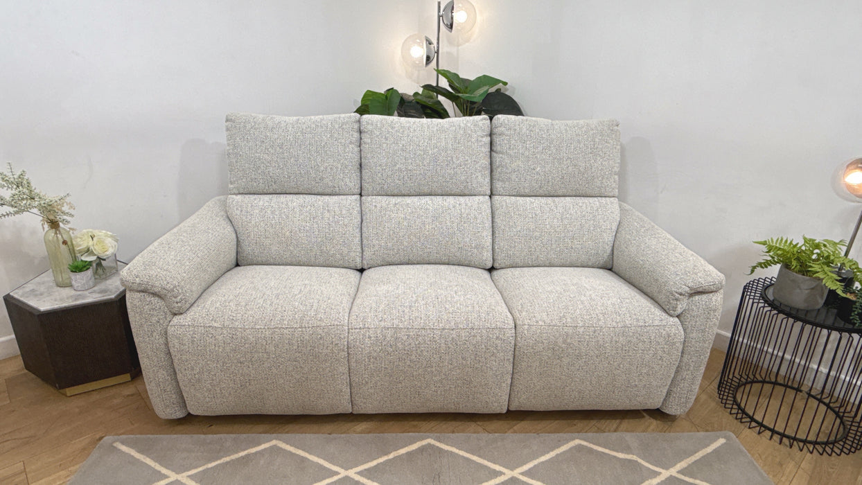 Sofology Ripley Fabric 3 Seater Power Recliner/Headrest Lumbar Support in Woven Textured Monochrome