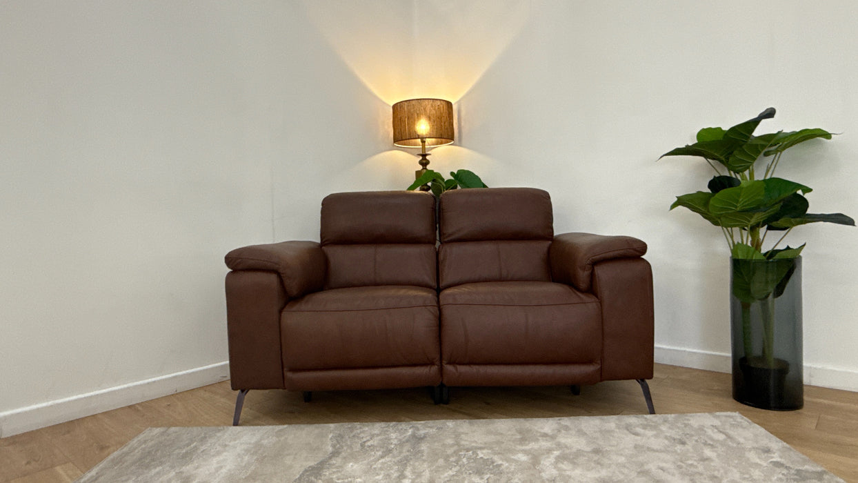 Sofology The Fratelli Leather 2 Seater Power Recliner/Headrest in Trusty Embossed Chestnut