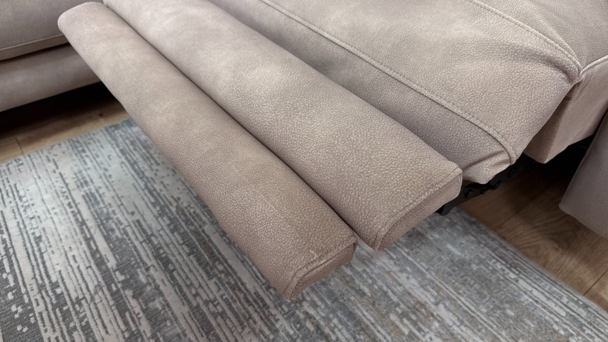 Sofology Illinois Fabric 2 Corner 1 Power Recliner/Headrest in Lifestyle Mottled Latte