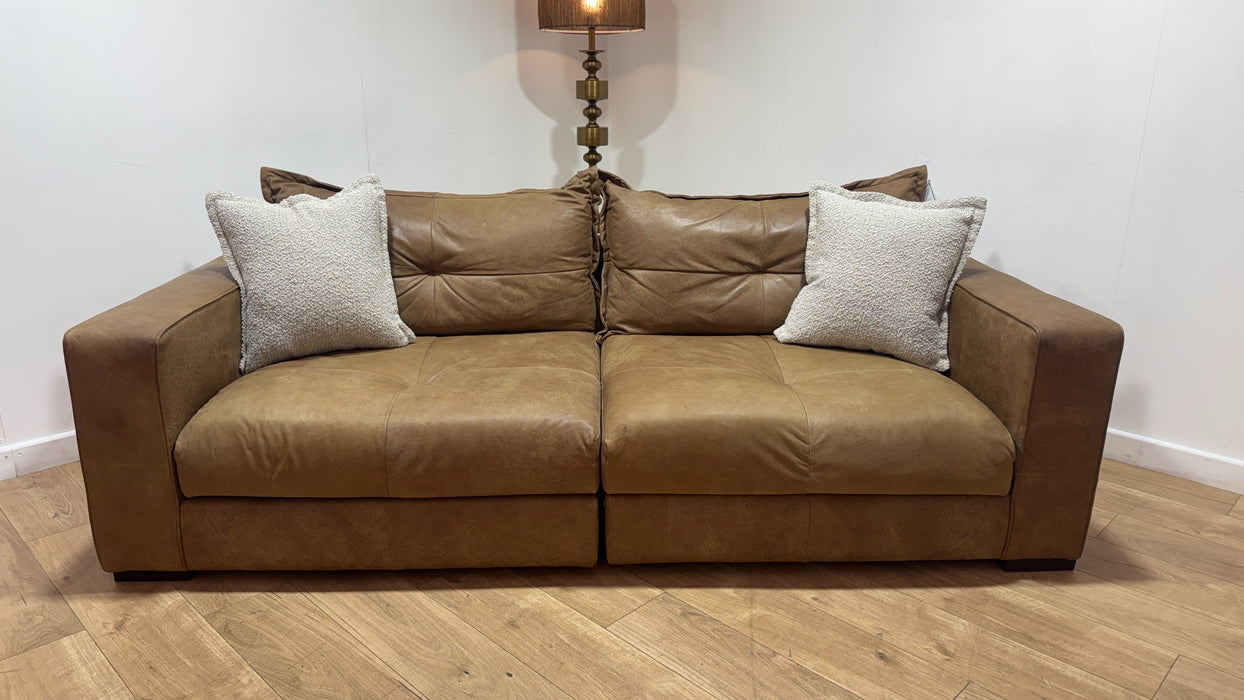 Sofology Artisan Leather 4 Seater Split in Character Tan/Natural Mix