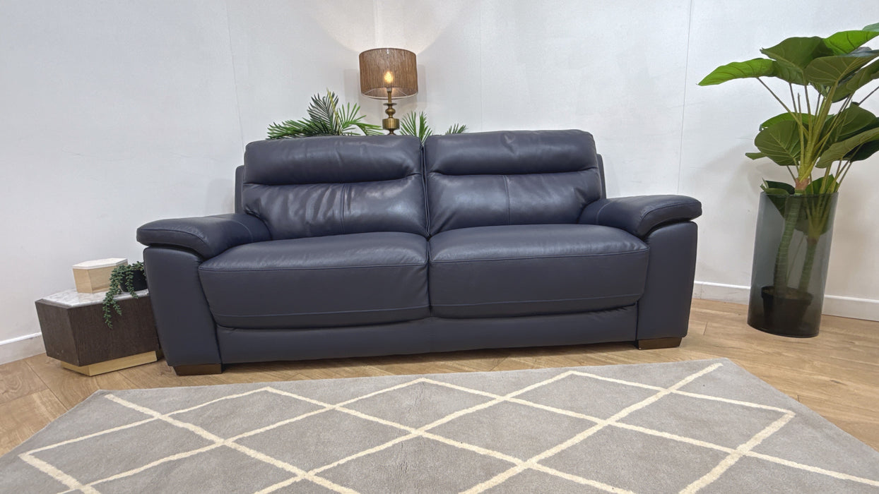 DFS Tristan Leather 3 Seater in Blue