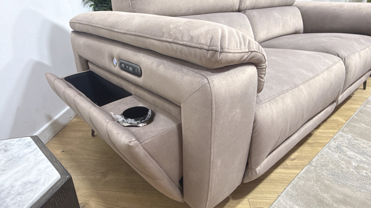 Sofology Fratelli Fabric 2.5 Seater Power Recliner/Headrest in Lifestyle Flecked Nutmeg