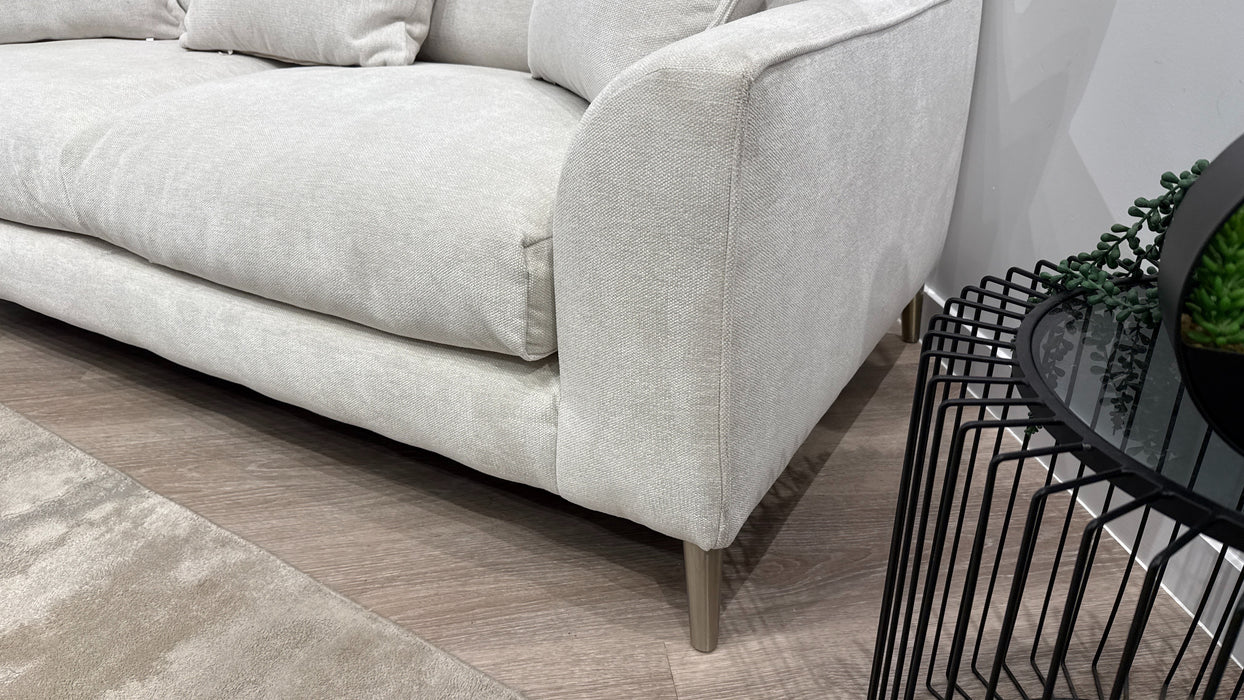 Sofology Mayfair Fabric 3 Seater Feather Flex Seats in Linen Look Chenille Mist