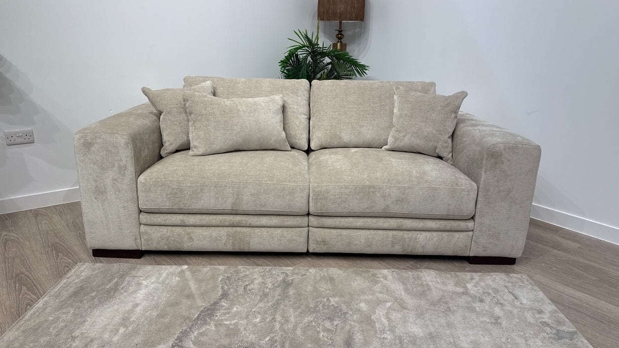 Sofology Obsidian Fabric 3 Seater in Luxury Sherpa Mink