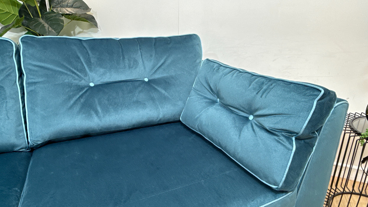 Sofology Cricket Fabric 3 Seater in Teal Velvet Mix