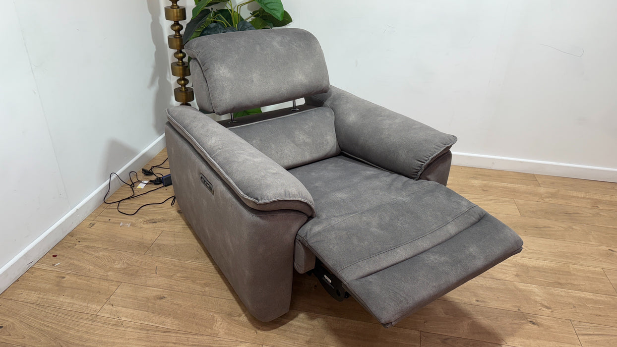Sofology Hugo Fabric Chair Power Recliner/Headrest in Lifestyle Flecked Mocha