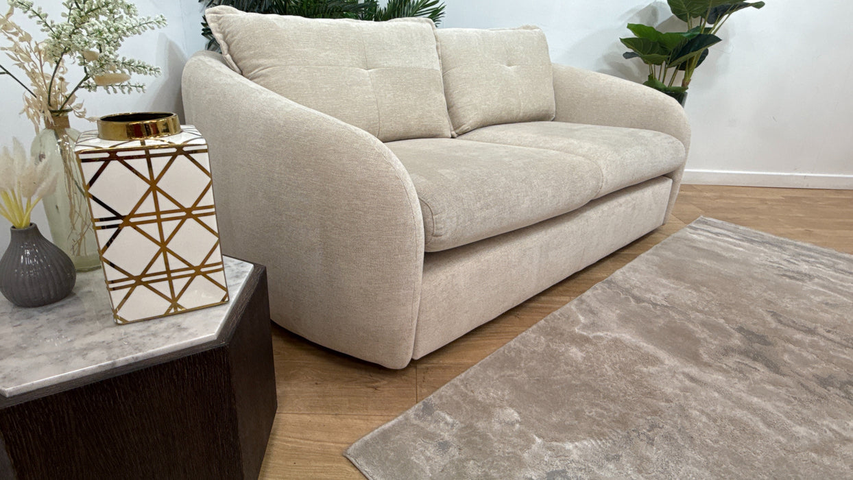 Sofology Portobello Fabric 3 Seater Sprung Seats in Linen Look Chenille Natural Mix
