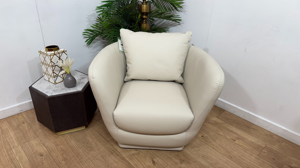 Sofology Serene Leather Swivel Chair in Trusty Matt Bone