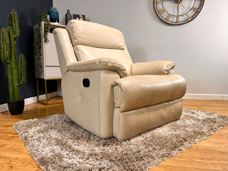 Gracy Leather Chair Manual Recliner - Bone China (WA2)