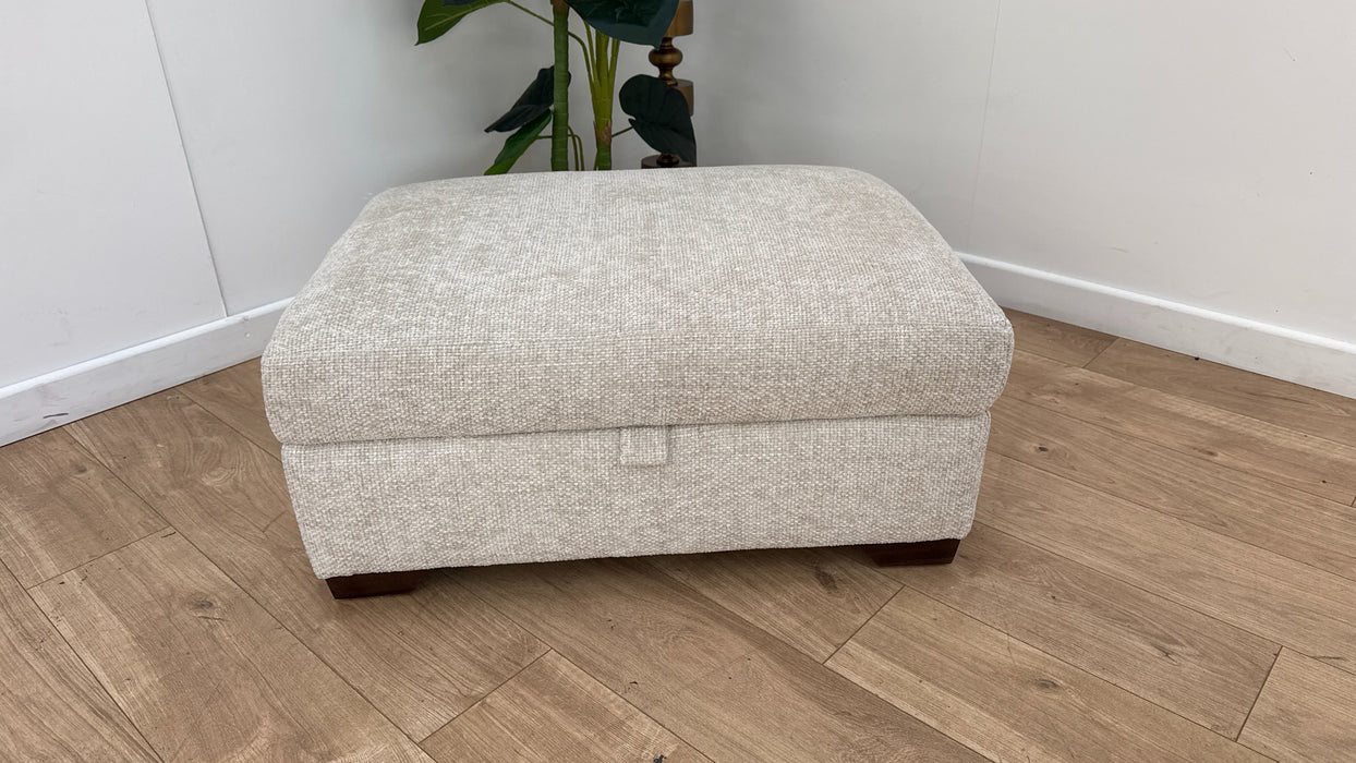 Sofology Tallulah Fabric Storage Footstool in Basketweave Chenille Silver