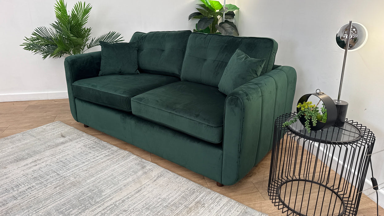 Sofology Islington Fabric 3 Seater Hypnos Deluxe Sofa Bed in Sleek Green