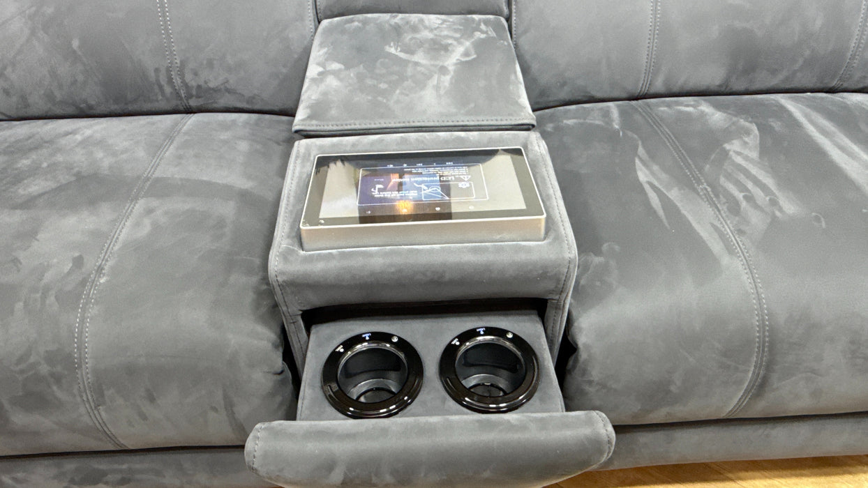 Sofology Allure Fabric 2.5 Seater Screen Console Power Recliner/Headrest Heated Seats Lumbar Speakers in Lifestyle Nubuck Feel Charcoal