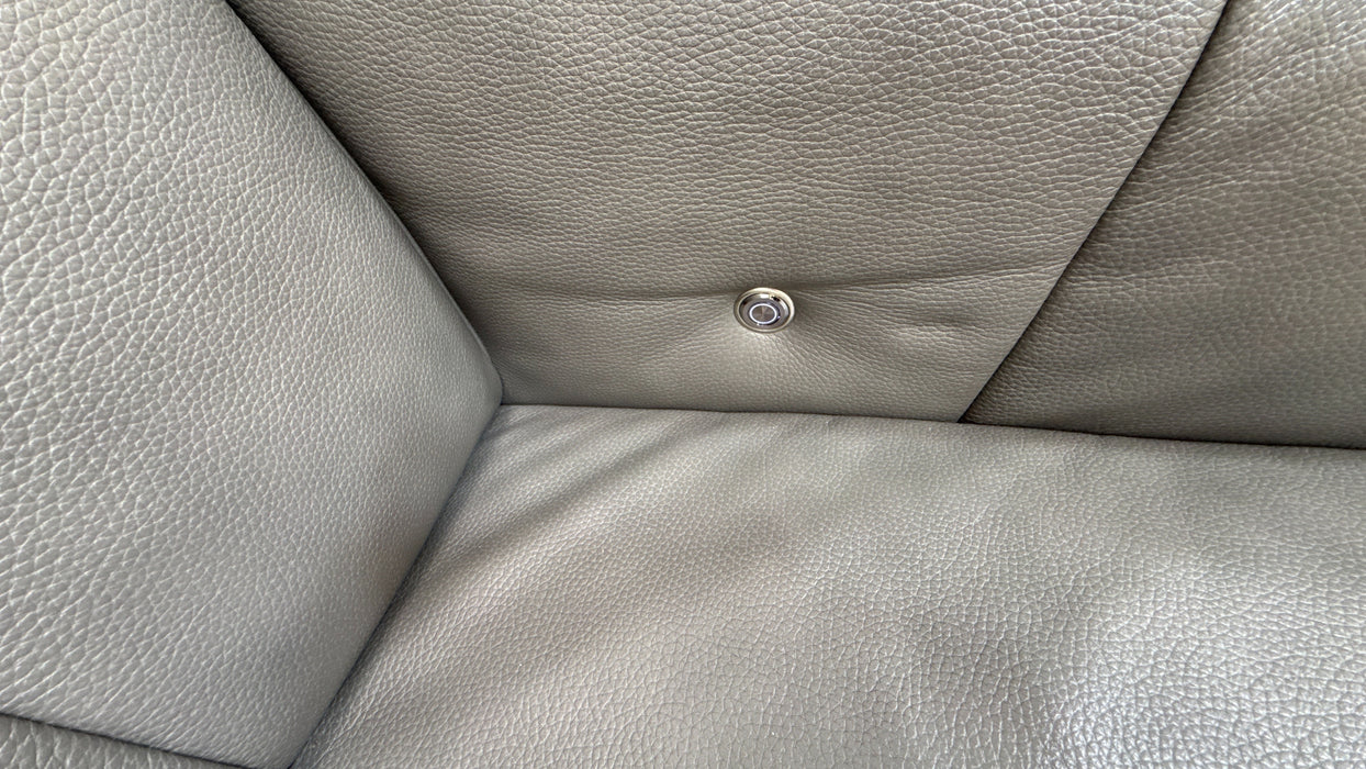 Sofology Lumiere Leather 4 Seater Chaise Power Recliner/Headrest Heated Seats Gunmetal Trim in Trusty Embossed Grey