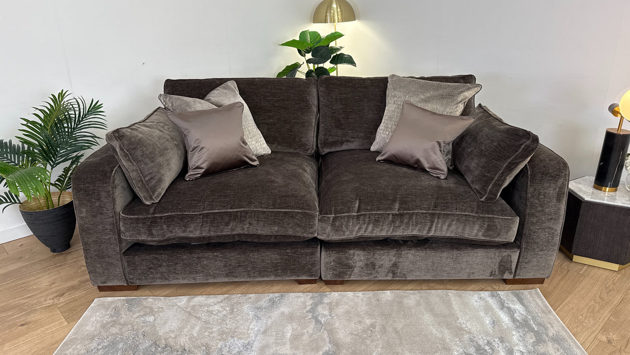 Cavalli 3 Seater Split Sofa - Fabric - Blanik Mushroom Mix