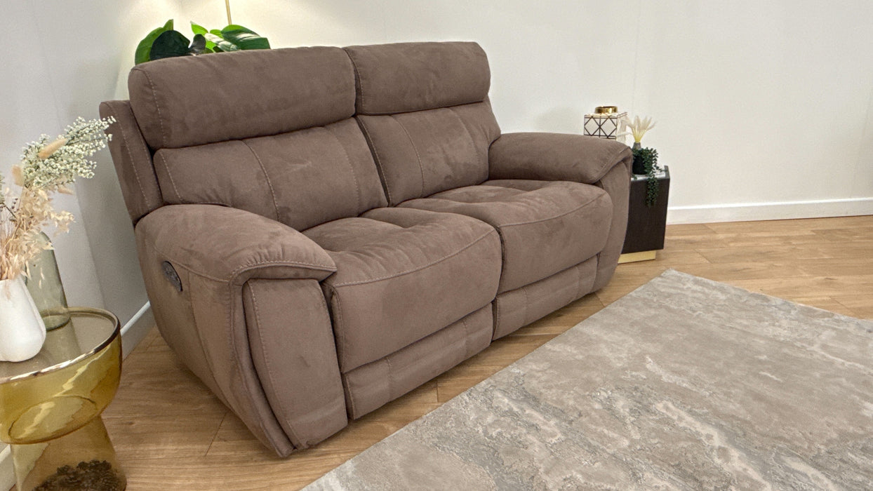 Sofology Radleigh Fabric 2 Seater Power Recliner/Headrest in Lifestyle Textured Cappuccino