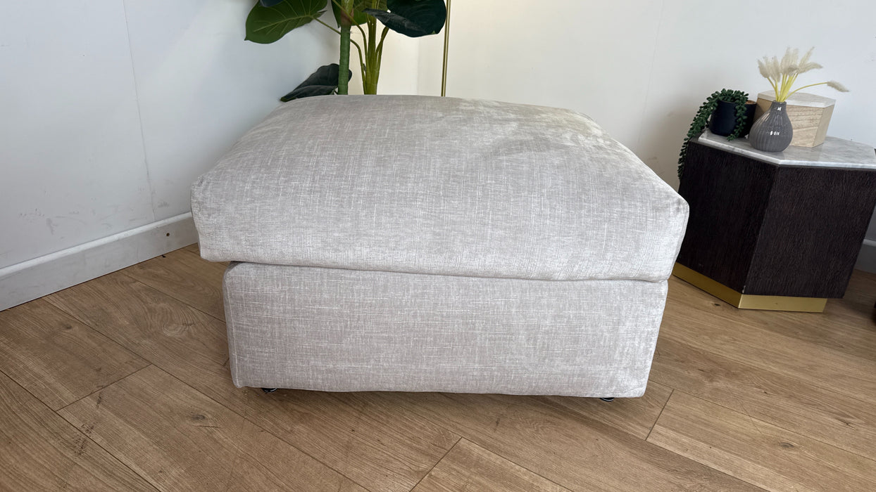 Sofology Georgio Footstool in Luxe Chenille Oyster All Over
