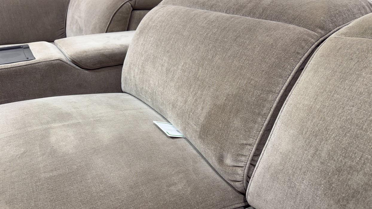 Sofology Plaza Fabric 1.5 Smart Console Corner 3 Power Recliner/Headrest Heated Seats in Relaxed Chenille Nutmeg