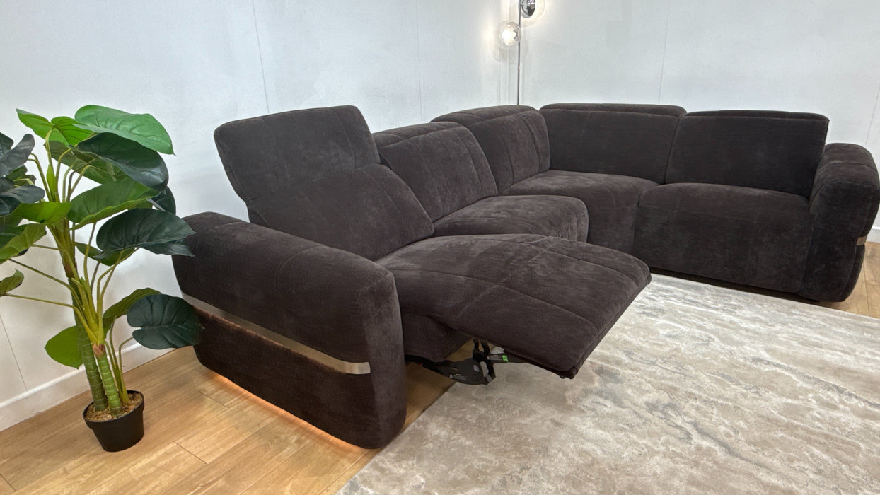 Sofology Lumiere Fabric 3 Corner 1.5 Power Recliner/Headrest Heated Seats in Relaxed Chenille Raisin