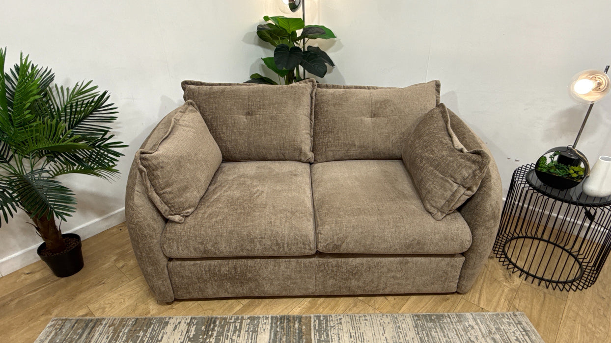 Sofology Portobello Fabric 2 Seater Sofabed Sprung Seats Hybrid Pocket Mattress in Teddy Chenille Mink Mix