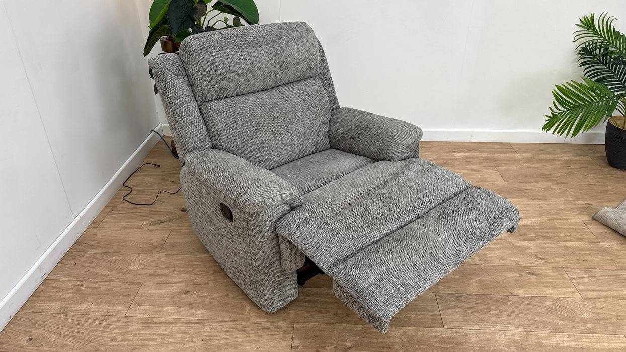 Sofology Gracie Fabric Chair Manual Recliner in Hopsack Chenille Platinum