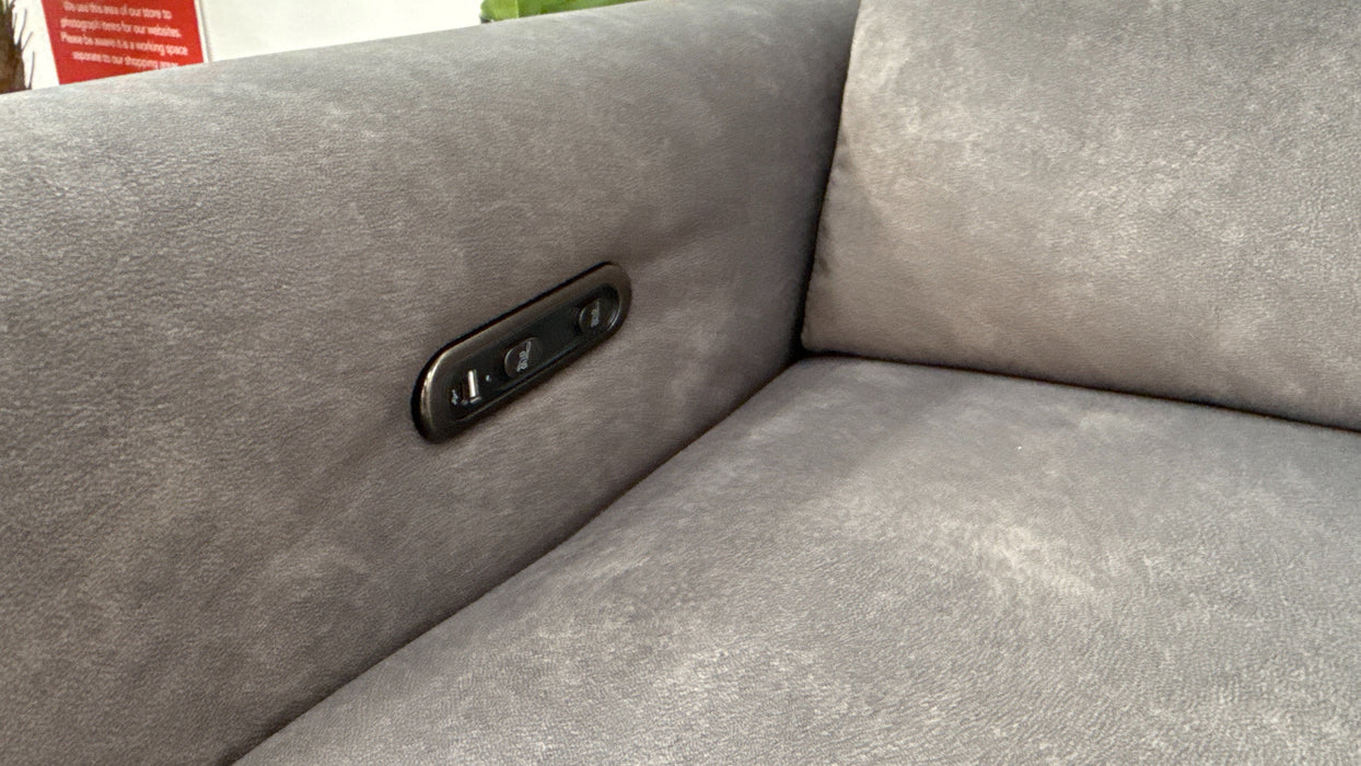 Sofology The Ravello Fabric 1 Corner 2 Power Recliner/Headrest Lumbar in Lifestyle Flecked Mineral Green