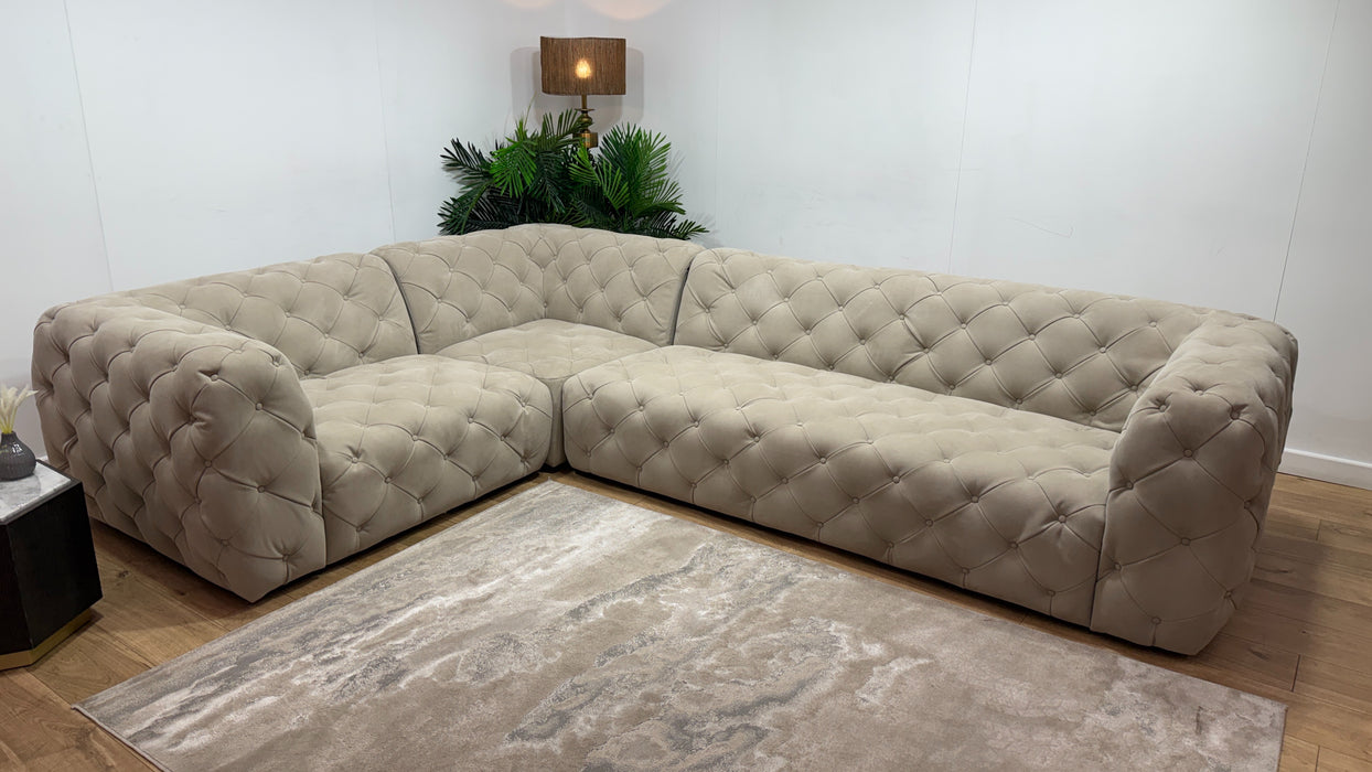 Sofology Venezia Fabric 1.5 Corner 3 in Lifestyle Nubuck Feel Stone